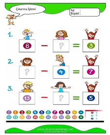 Çıkarma İşlemi Çalışma Sayfaları